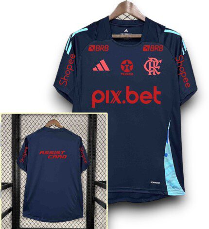 Camisa Flamengo 2025/26 Treino (Patrocínios) - Torcedor Masculina - Azul