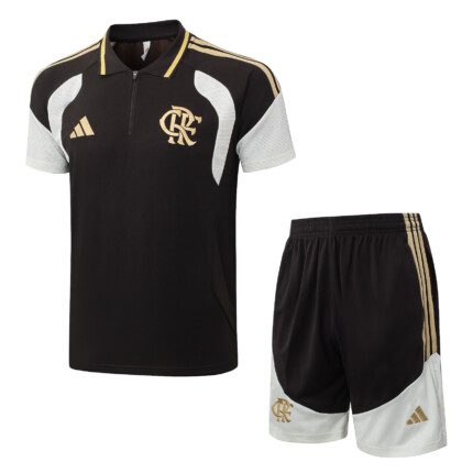 Kit Flamengo 2026/27 Camisa Polo e Shorts de Treino - Preto Marrom Branco Bege