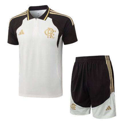 Kit Flamengo 2026/27 Camisa Polo e Shorts de Treino - Bege Branco Preto Marrom