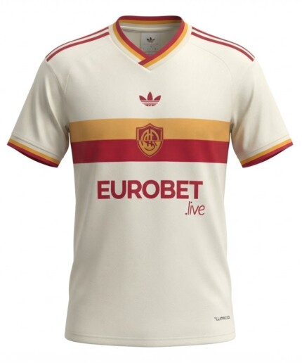 Camisa AS Roma 2026/27 Away II - Torcedor Masculina - Bege - Vermelha - Amarela