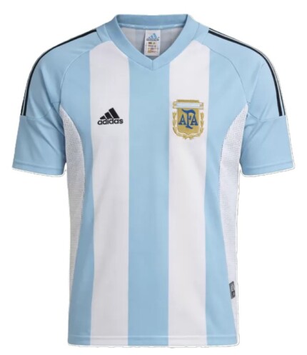 Camisa Argentina 2002 Home I - Retrô Masculina - Azul - Branca