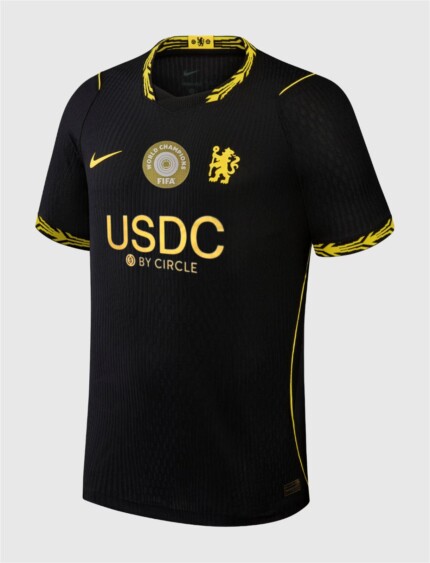 Camisa Chelsea FC 2026/27 Away II - Patch Campeão Copa do Mundo de Clubes - Torcedor Masculina - Preta - Dourada