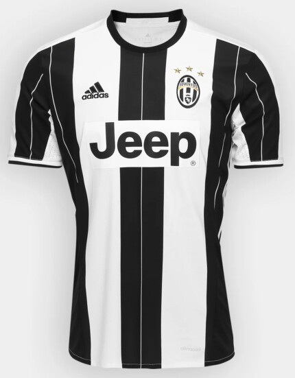 Camisa Juventus 2016/17 Home I - Retrô Masculina - Preta - Branca
