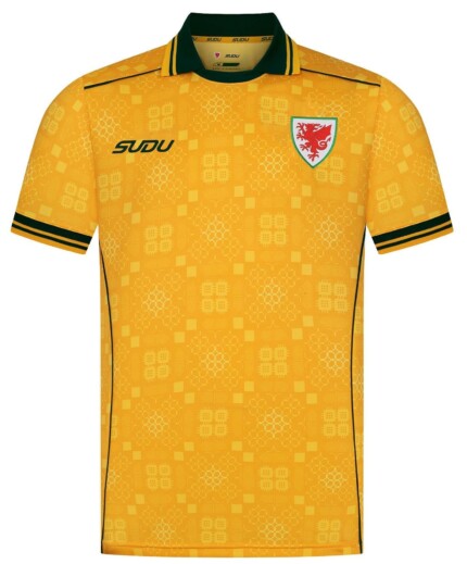 Camisa País de Gales 2026/27 Away II - Torcedor Masculina - Amarela - Preta