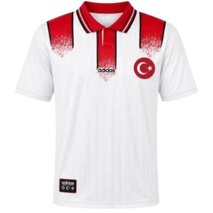 Camisa Turquia 1996/97 Polo Away II - Retrô Masculina - Branca - Vermelha