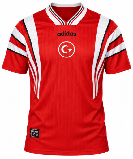 Camisa Turquia 1996/97 Home I - Retrô Masculina - Branca - Vermelha