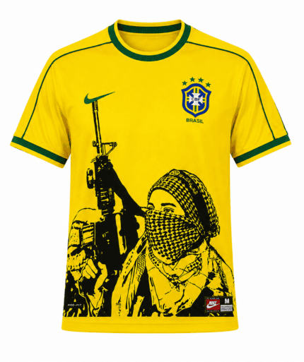 Camisa Brasil x Palestina 1998 - Retrô Masculina - Amarela