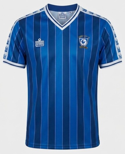 Camisa Cardiff City 1985/86/87 - Retrô Masculina - Azul Branca