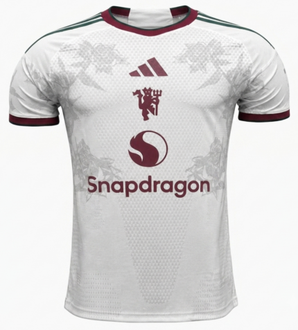Camisa Manchester United 2026/27 - Jogador Masculina - Branca Vermelha
