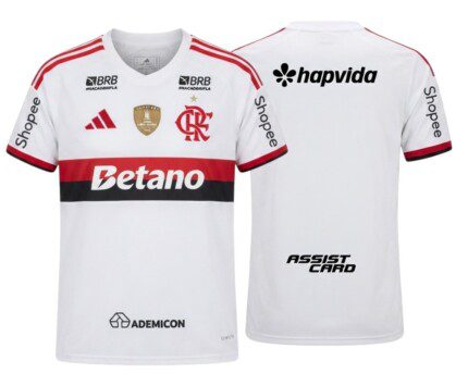 Camisa Flamengo 2026/27 Patch Campeão Libertadores - Patrocínios - Torcedor Masculina - Branca