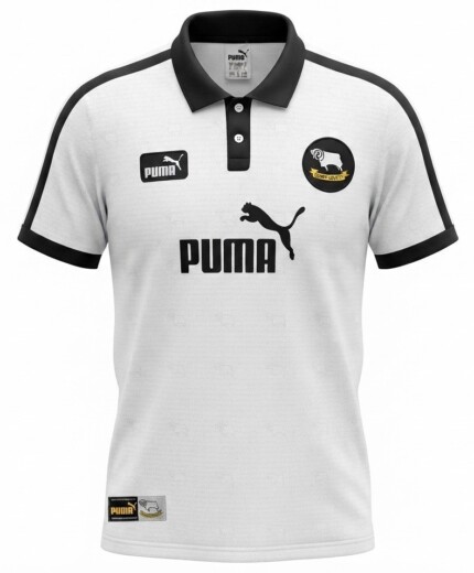 Camisa Derby County 1997/98 - Retrô Masculina - Branca Preta