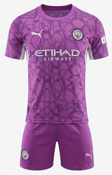 Kit Infantil Manchester City 2026/27 Goleiro - Rosa Roxo