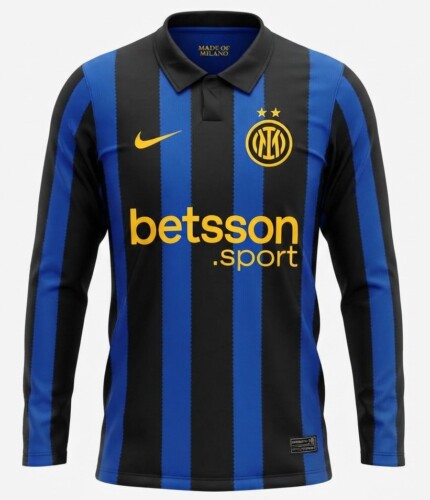Camisa Inter De Milão 2026/27 - Manga Longa - Torcedor Masculina - Azul Preta