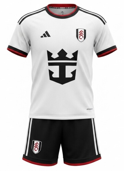 Kit Infantil Fulham FC 2026/27 - Branco Preto