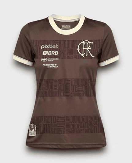 Camisa Flamengo 2024/25 Identidade (Patrocínios) - Torcedor Feminina - Marrom