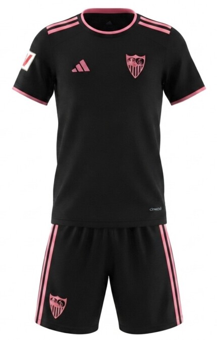 Kit Infantil Sevilla FC 2026/27 - Preta Rosa