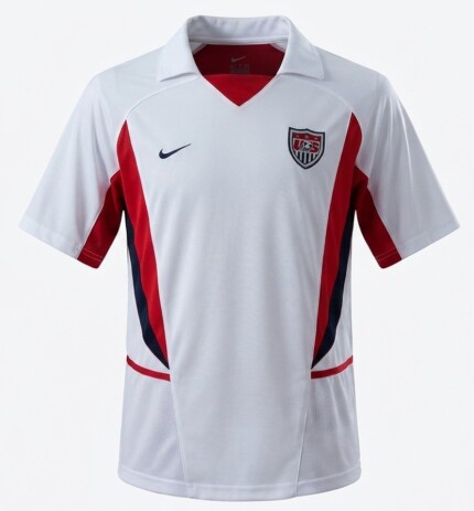 Camisa Estados Unidos (EUA) 2002 - Retrô Masculina - Branca Vermelha Azul