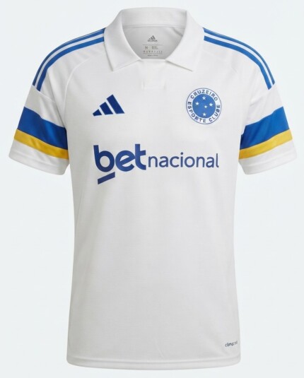 Camisa Cruzeiro 2026/27 Polo Viagem - Torcedor Masculina - Branca Azul Amarela