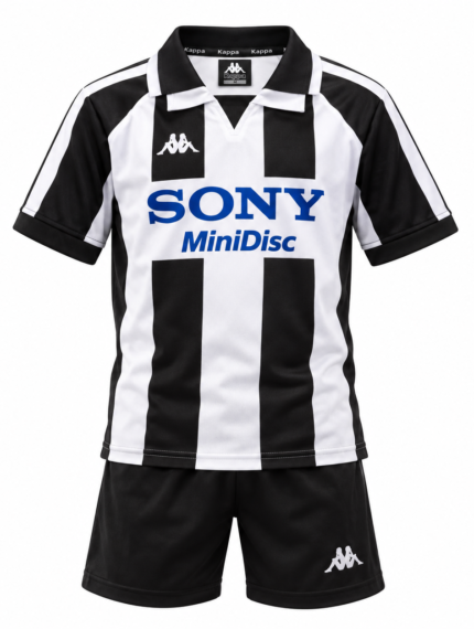 Kit Infantil Juventus FC 1997/98 Home I - Retrô - Branca - Preta