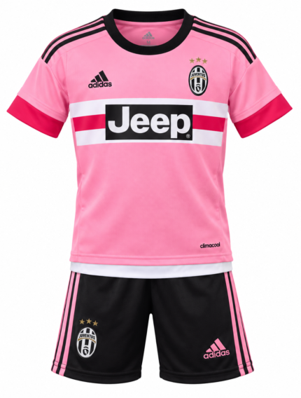 Kit Infantil Juventus FC 2015/16 Away II - Rosa - Preta