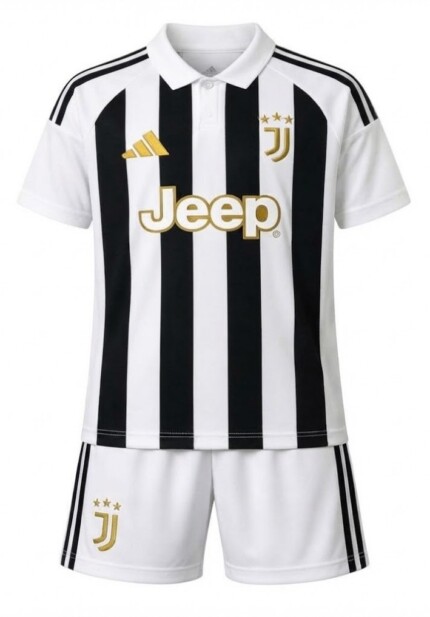 Kit Infantil Juventus FC 2026/27 Home I - Branca - Preta