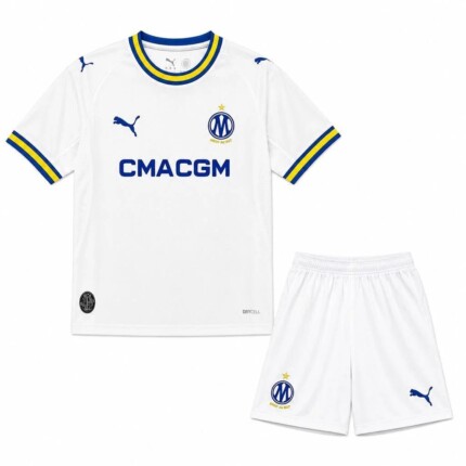 Kit Infantil Olympique de Marseille 2026/27 Home I - Branco - Azul - Amarelo