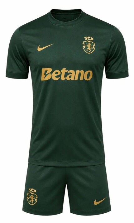 Kit Infantil Sporting Lisboa 2026/27 Aniversãrio 120 anos - Verde - Dourado