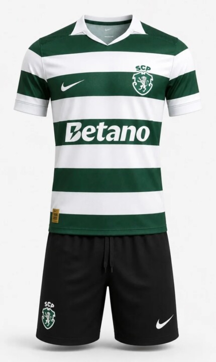 Kit Infantil Sporting Lisboa 2026/27 Home I - Verde - Branco - Preto