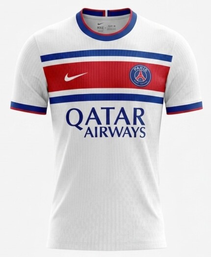 Camisa Paris Saint Germain (PSG) 2026/27 Pré-Jogo - Jogador Masculina - Branca Vermelha Azul