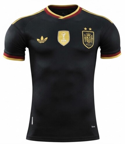 Camisa Espanha 2026/27 Conceitual - Patch de Campeão Copa do Mundo - Jogador Masculina - Preta