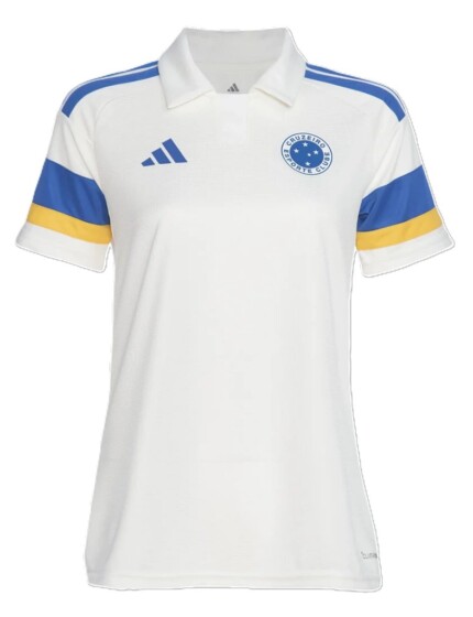 Camisa Cruzeiro 2026/27 Polo Viagem - Torcedor Feminina - Branca - Azul - Amarela