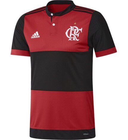 Camisa Flamengo 2017/18 - Retrô Masculina - Vermelha Preta (Rubro-Negra)