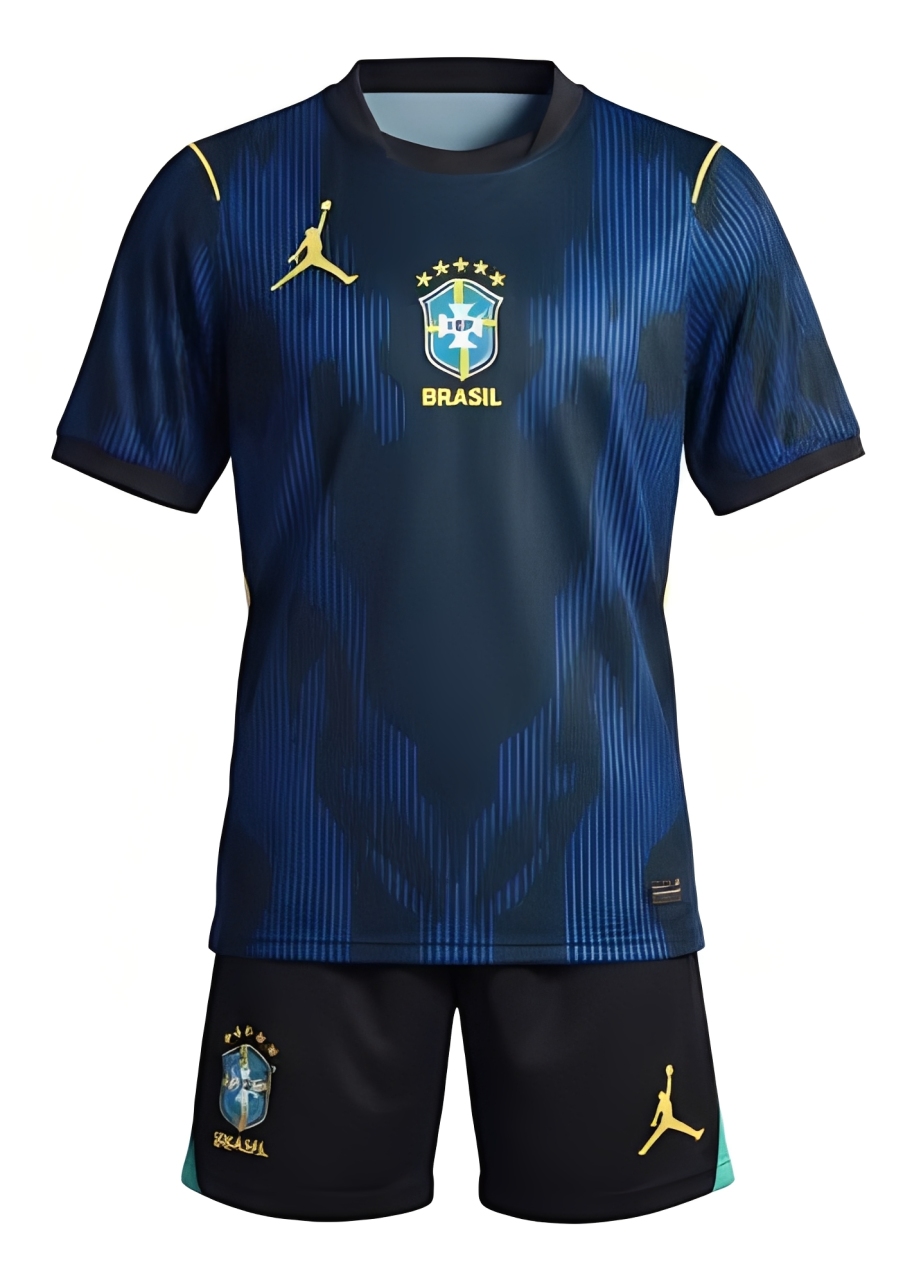Kit Infantil Brasil 2026/27 Jordan - Azul - Preta