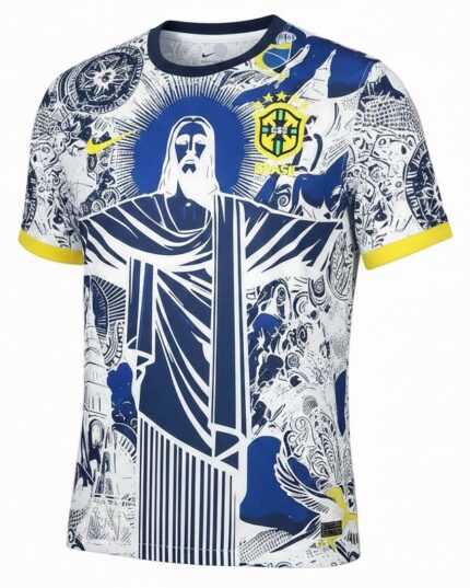 Camisa Brasil 2024/25 Conceitual Cristo Redentor - Torcedor Masculina - Azul - Branca - Amarela