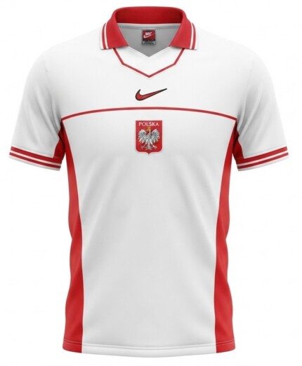 Camisa Polônia 1997/98 - Retrô Masculina - Branca - Vermelha