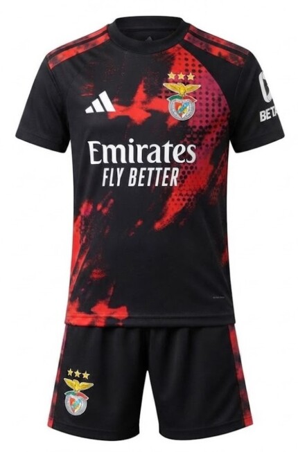 Kit Infantil FC Benfica 2026/27 Third III - Vermelho - Preto - Vermelho