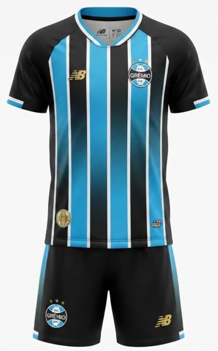 Kit Infantil Grêmio 2026/27 - Preto - Azul - Branco - Tricolor