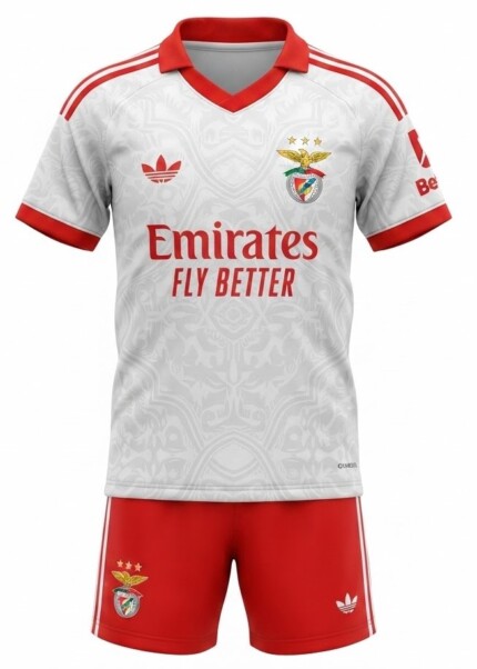 Kit Infantil FC Benfica 2026/27 Away II - Vermelha - Branca