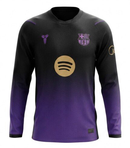 Camisa Barcelona 2026/27 Kobe Bryant Manga Longa - Torcedor Masculina - Preta - Roxa
