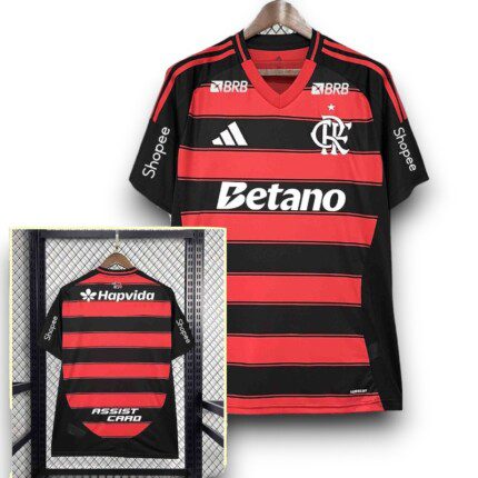 Camisa Flamengo 2025/26 Patrocínios - Torcedor Masculina - Vermelha Preta (Rubro-Negra)